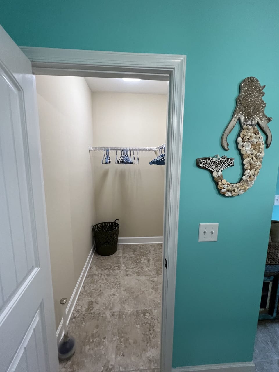 Closet space in master bathroom
