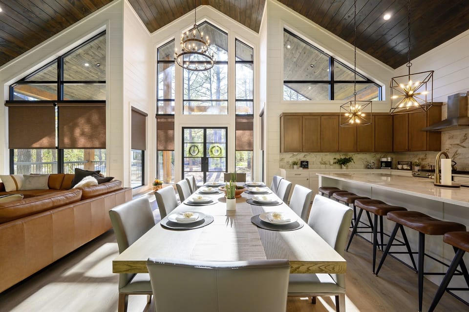 Enjoy indoor dining around the 10 person table.