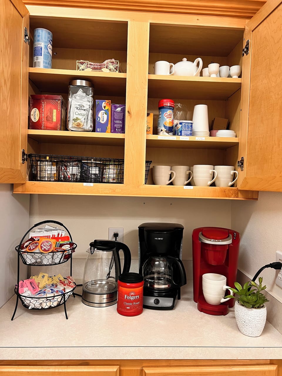 Our coffee nook will get you started each day with coffee, cocoa or tea. 