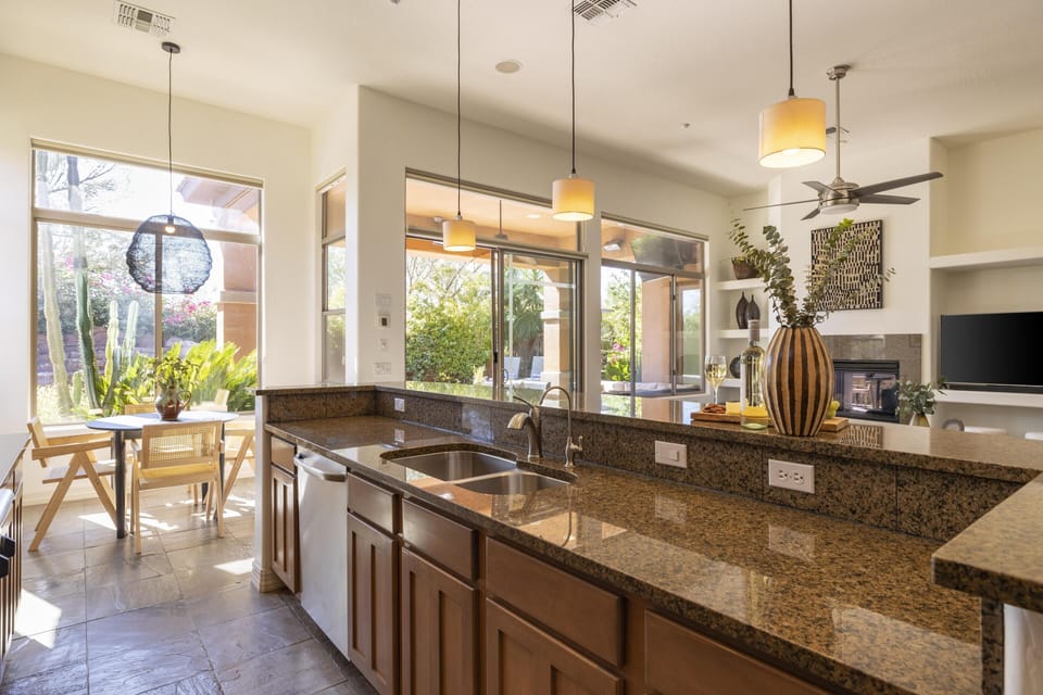 Kitchen features tons of prep space.