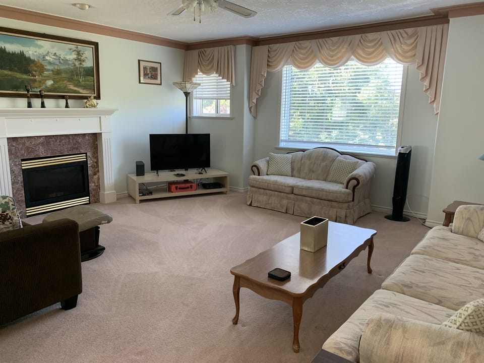 Huge Living Room with Roku TV, Fireplace, 6 Comfy Lounge Seats, Coffee Table, Ceiling Fan (view #2)