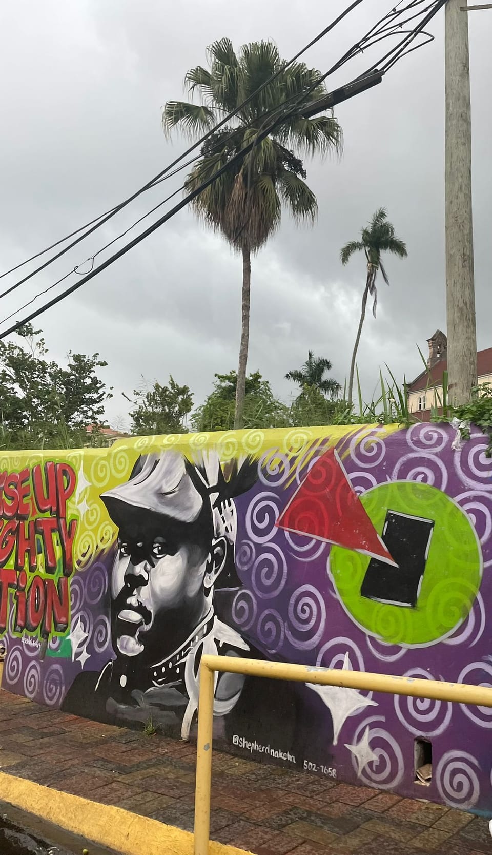 Wall mural in browns town with our national hero , Marcus Garvey. 
