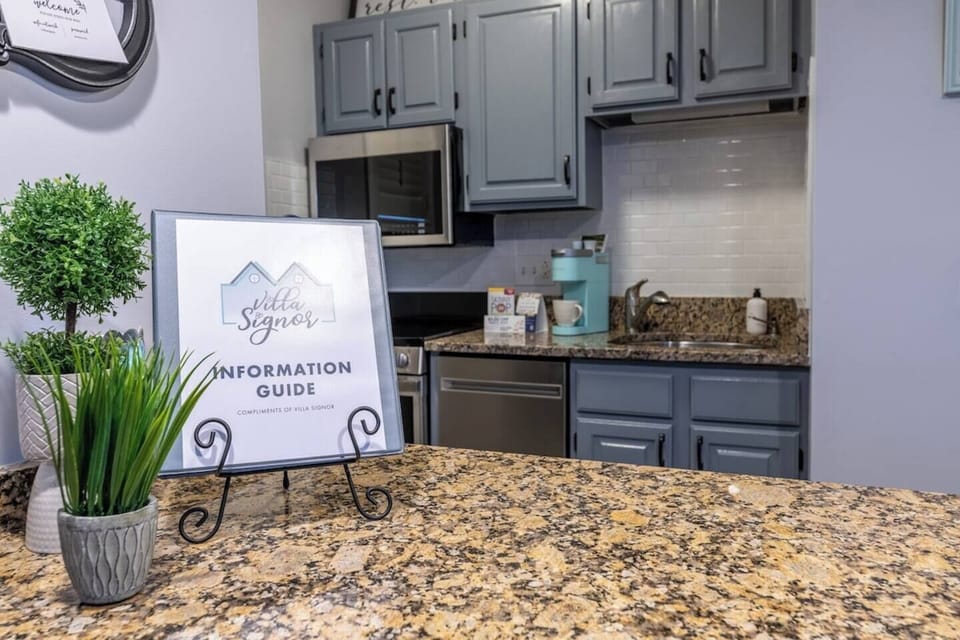 Welcome Home!

If you crave a cozy night in during your stay at the villa, you will find everything you need to prepare a good, home-cooked meal in the kitchen. We've got you covered with cookware, utensils, etc.