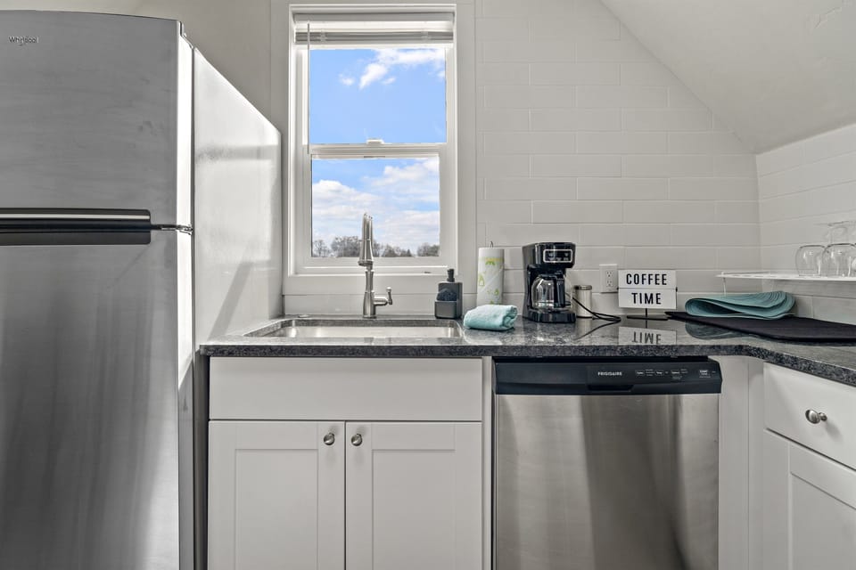 Embrace the natural light coming in through the windows.