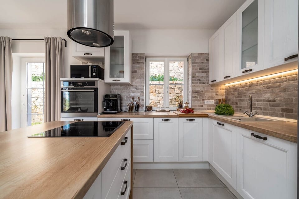 There is a fully equipped and very modern kitchen with all the amenities you need.
