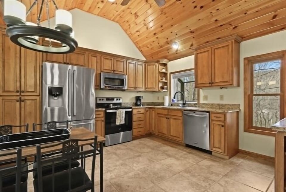 Modern cook’s kitchen, fully stocked for all your needs 
