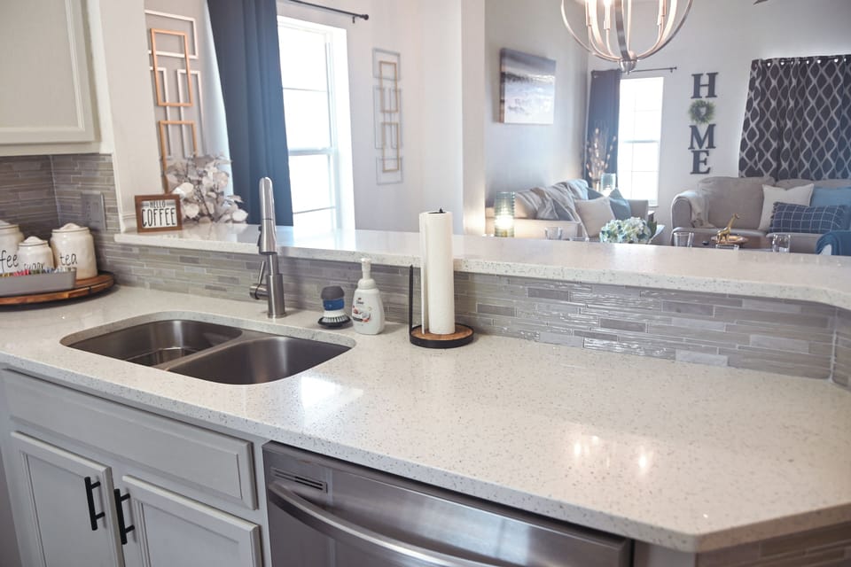 The open-concept first floor provide easy access to the dining and living areas.