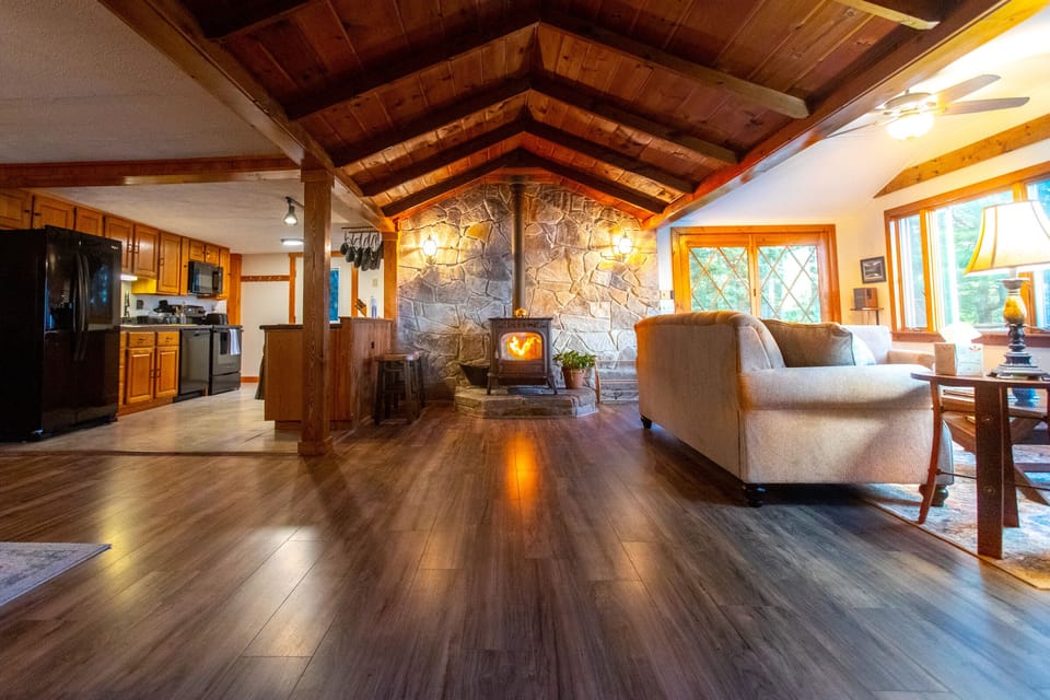 Open format living room/kitchen area