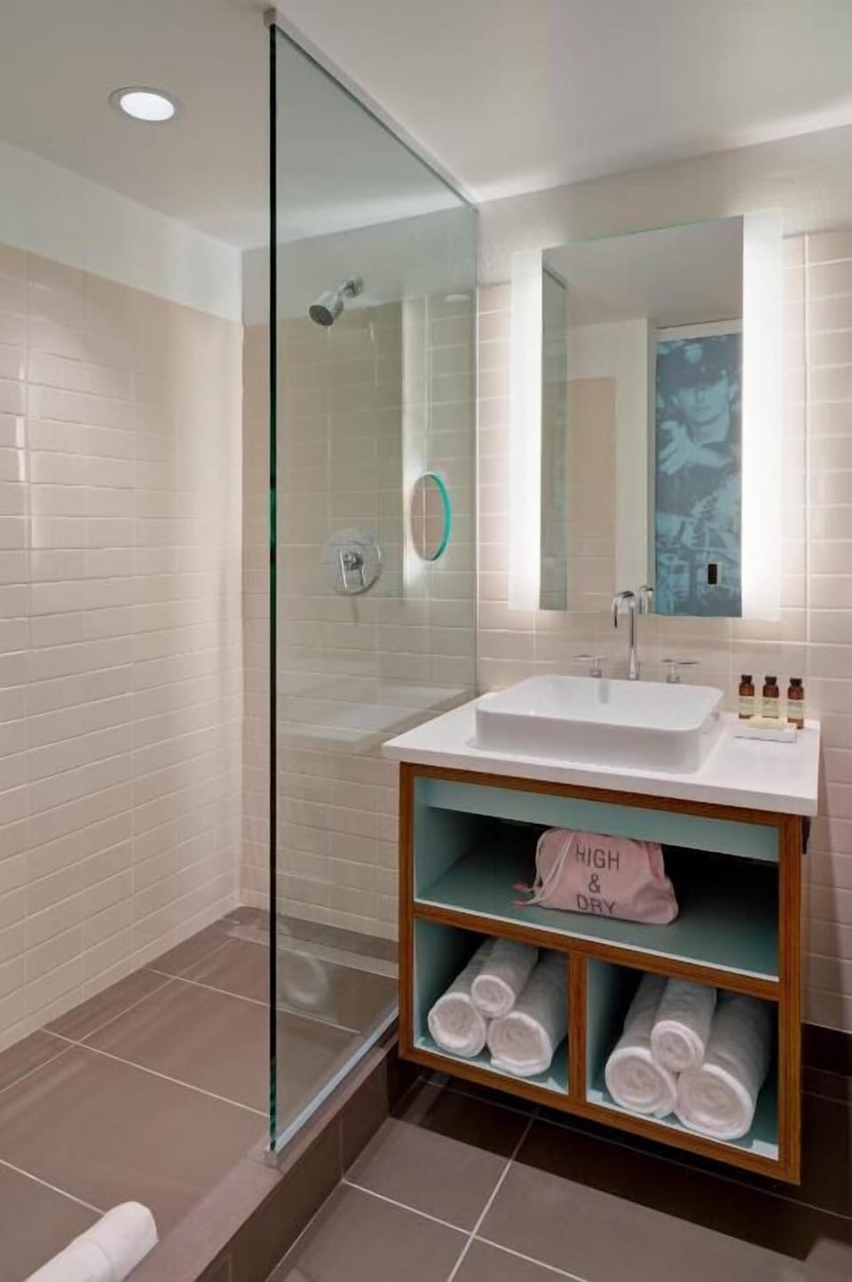 Refresh under the glass shower after a city day.
