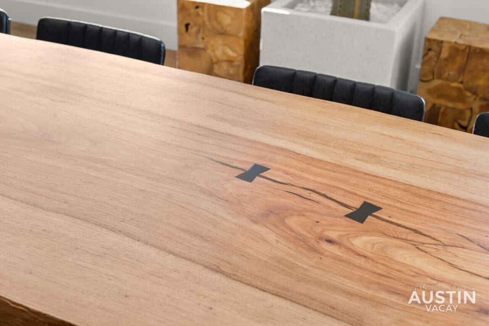 Details of our grand 17 foot custom designed dining table