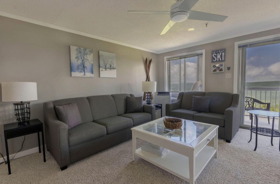 The sleeper sofa accommodates two additional people.