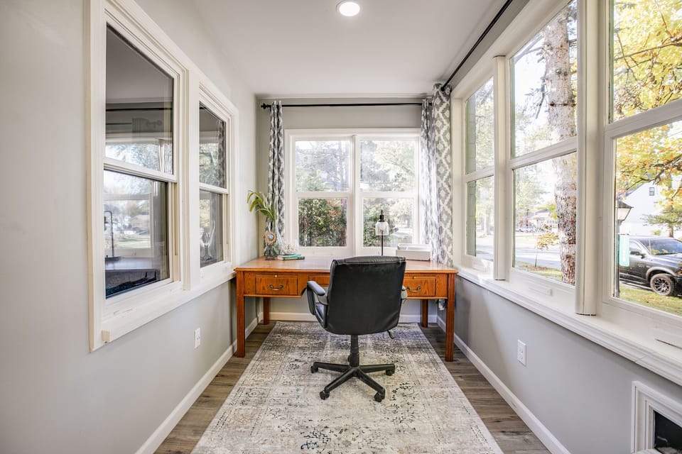 Get some work done in our dedicated workspace with a huge desk and lots of light.