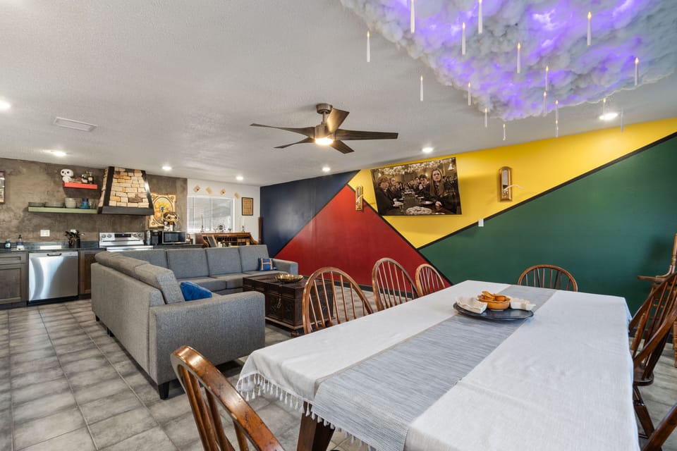 Kitchen with view of clouds