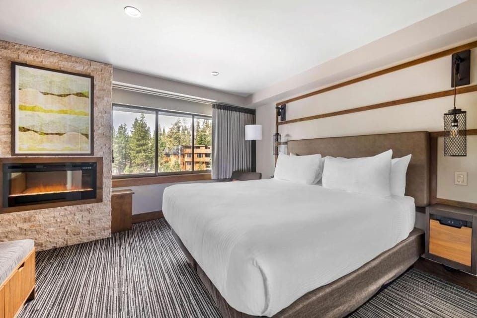 Wake up refreshed to peaceful views and warm fireplace ambiance.