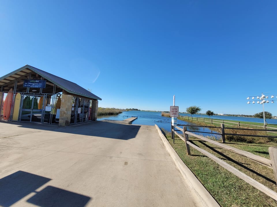Lake Pflugerville Park:  Water activities' equipment rental and boat ramp