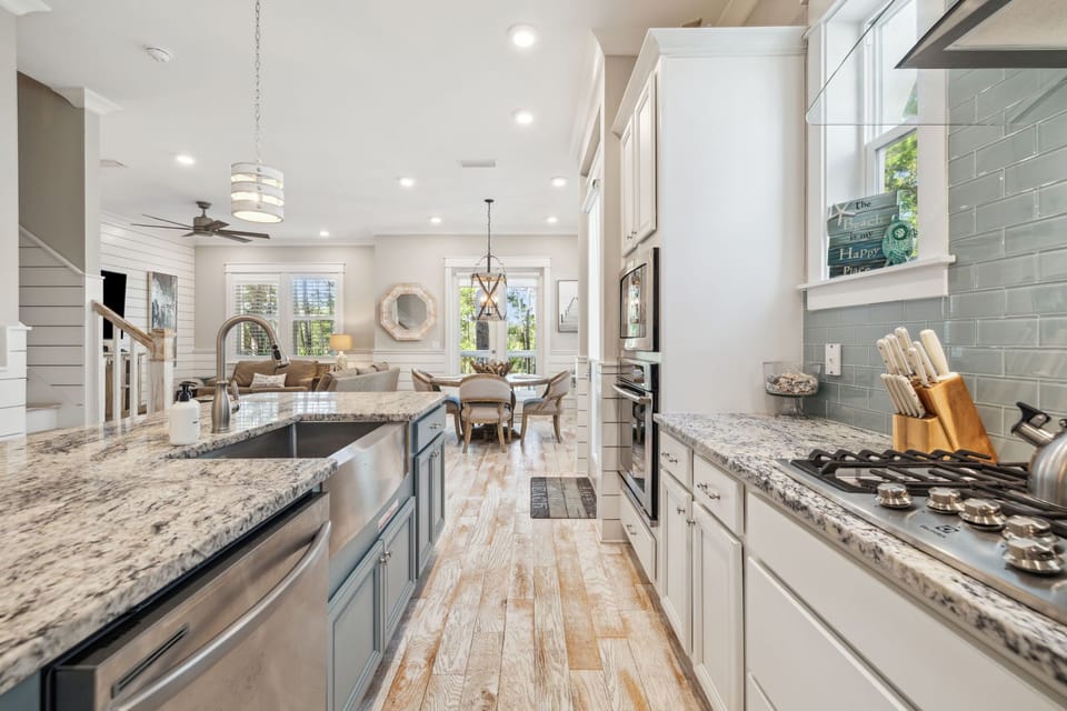 Easy cleanup surfaces because....vacation!