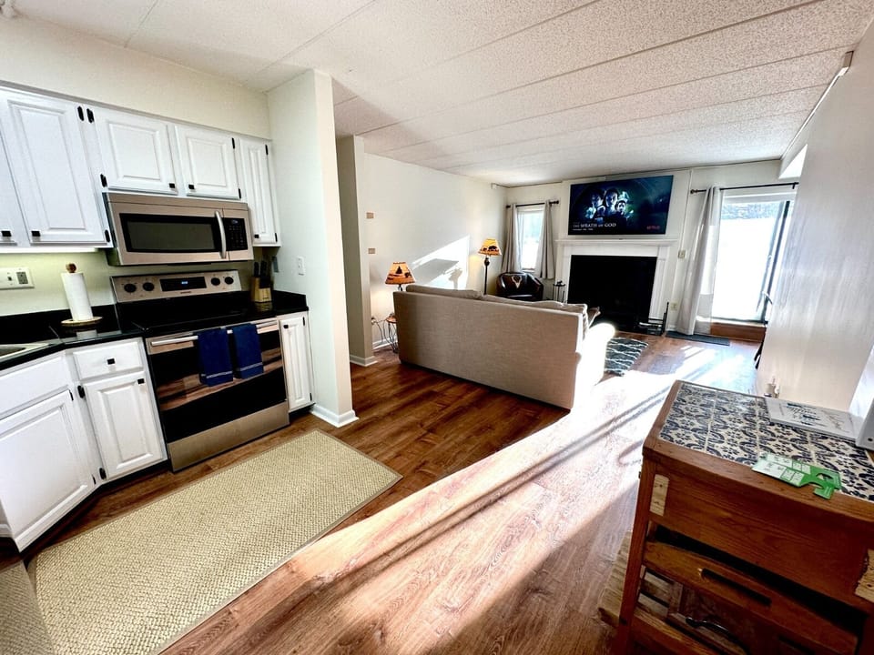 kitchen and living room with sofa-bed