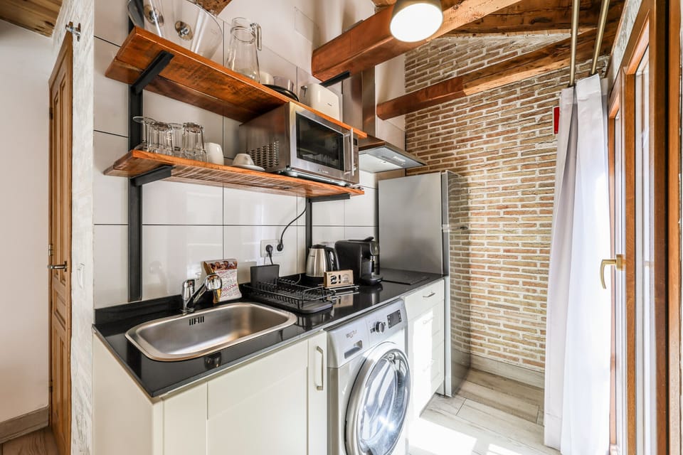View of the kitchen with appliances