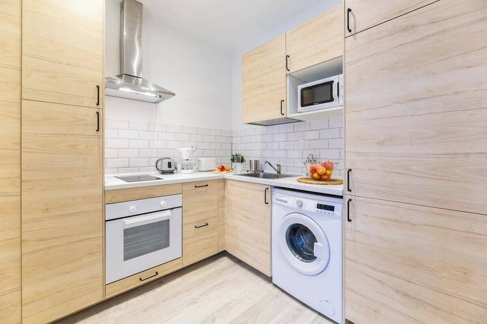 View of the kitchen with appliances
