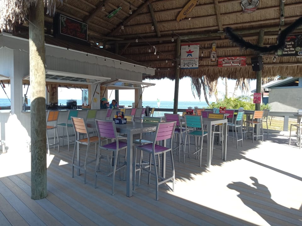 Sam's Beach Bar tiki hut. Live bands on the weekends. 