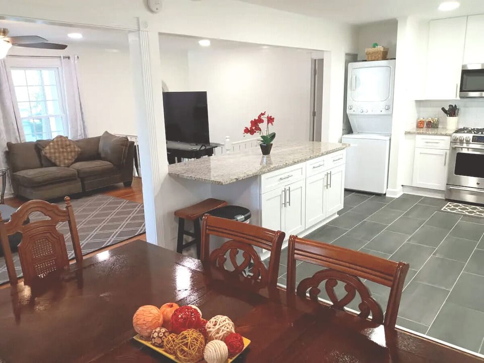 Open dining, kitchen, living room