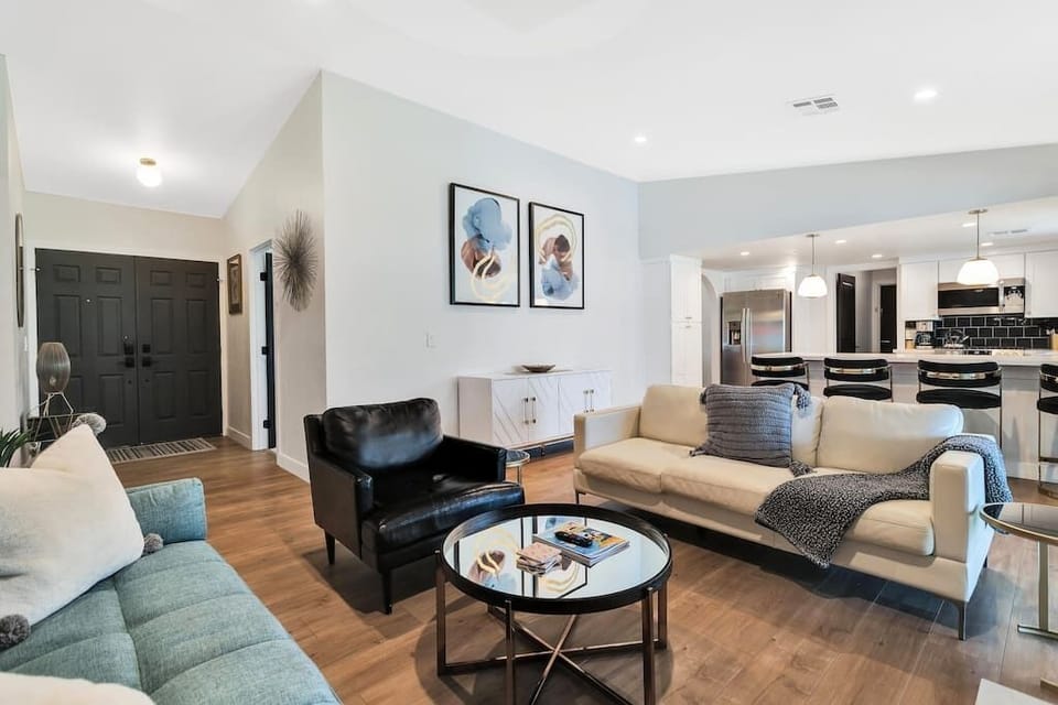 Comfortable open concept family room perfect for relaxing after a day in the desert sun. 