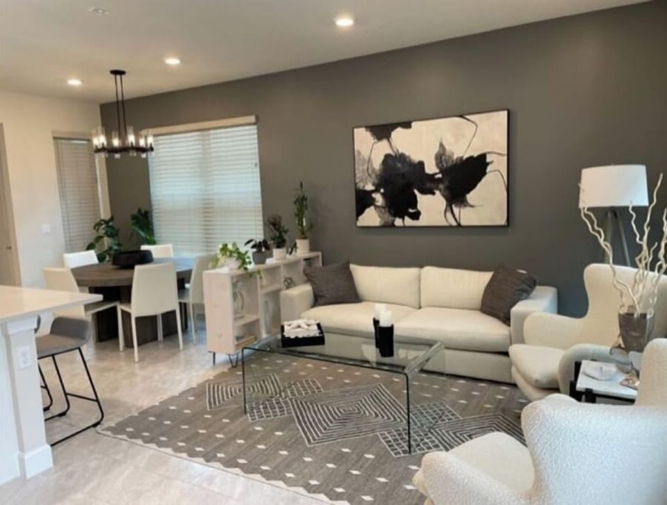 spacious decorated living space

