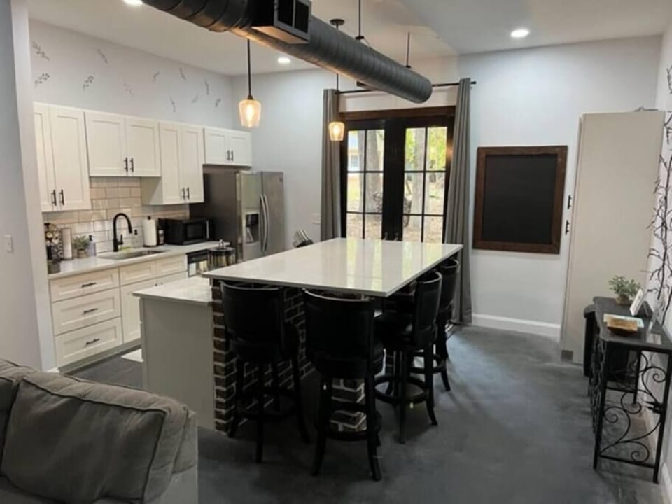 Kitchen with view of main entrance