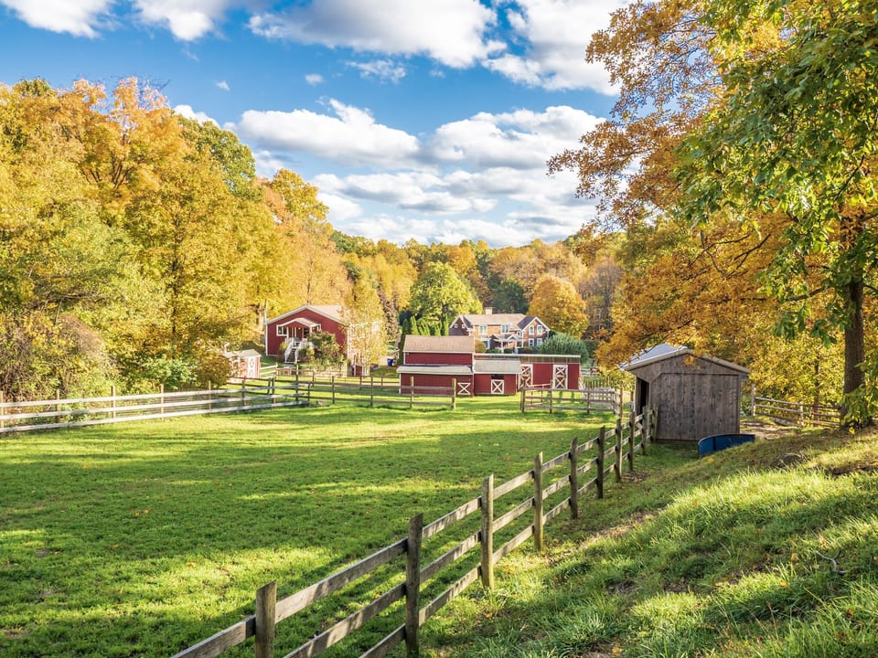 Lovely rolling 8 Acre farmland is shared with the main house