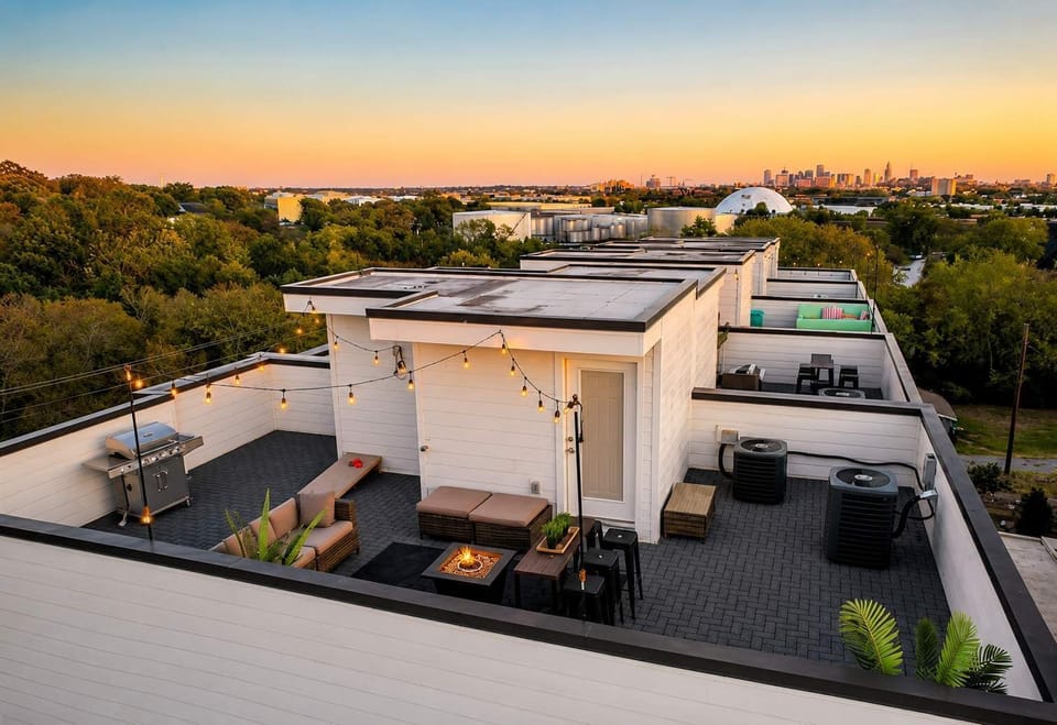 Unwind on the rooftop deck with firepit and beautiful Nashville views