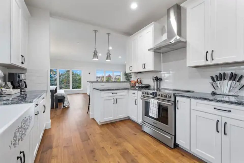 The modern kitchen comes fully equipped with everything you could need