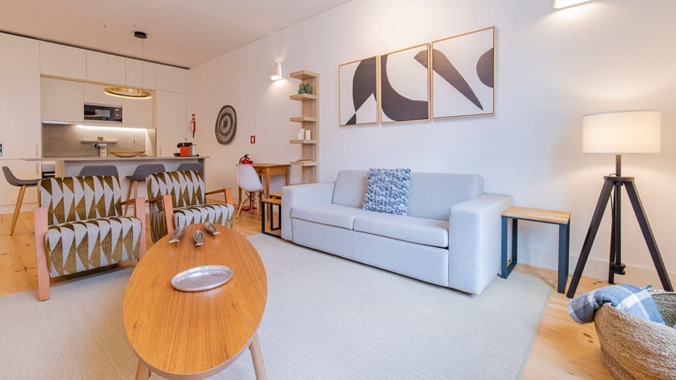 The comfortable sofa-bed is perfect for a good night's sleep or to relax during the day #relax #sleep #portugal #pt #lisbon