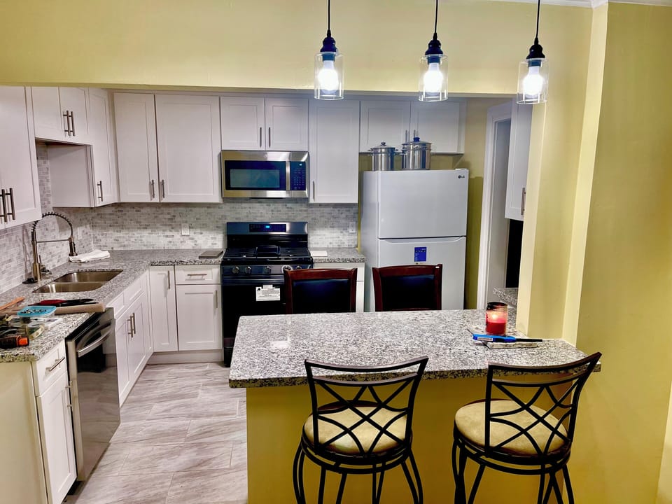 Brand new kitchen with everything you need to prepare a meal.
