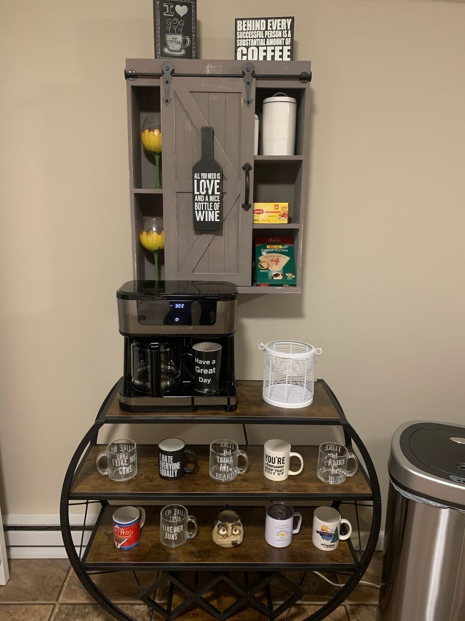 Coffee Bar in Mud Room