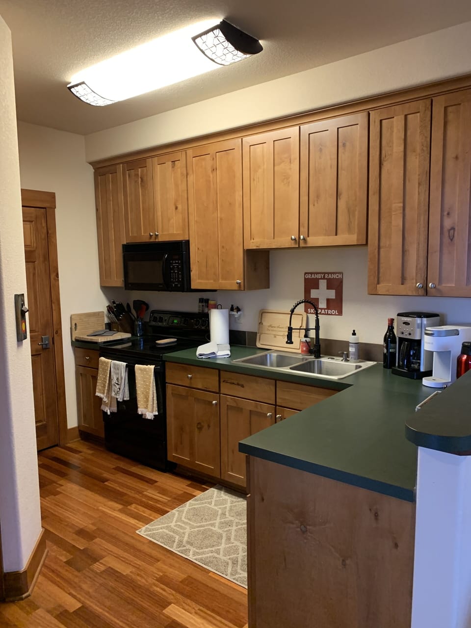 Fully stocked kitchen with everything you need to cook meals at home. 