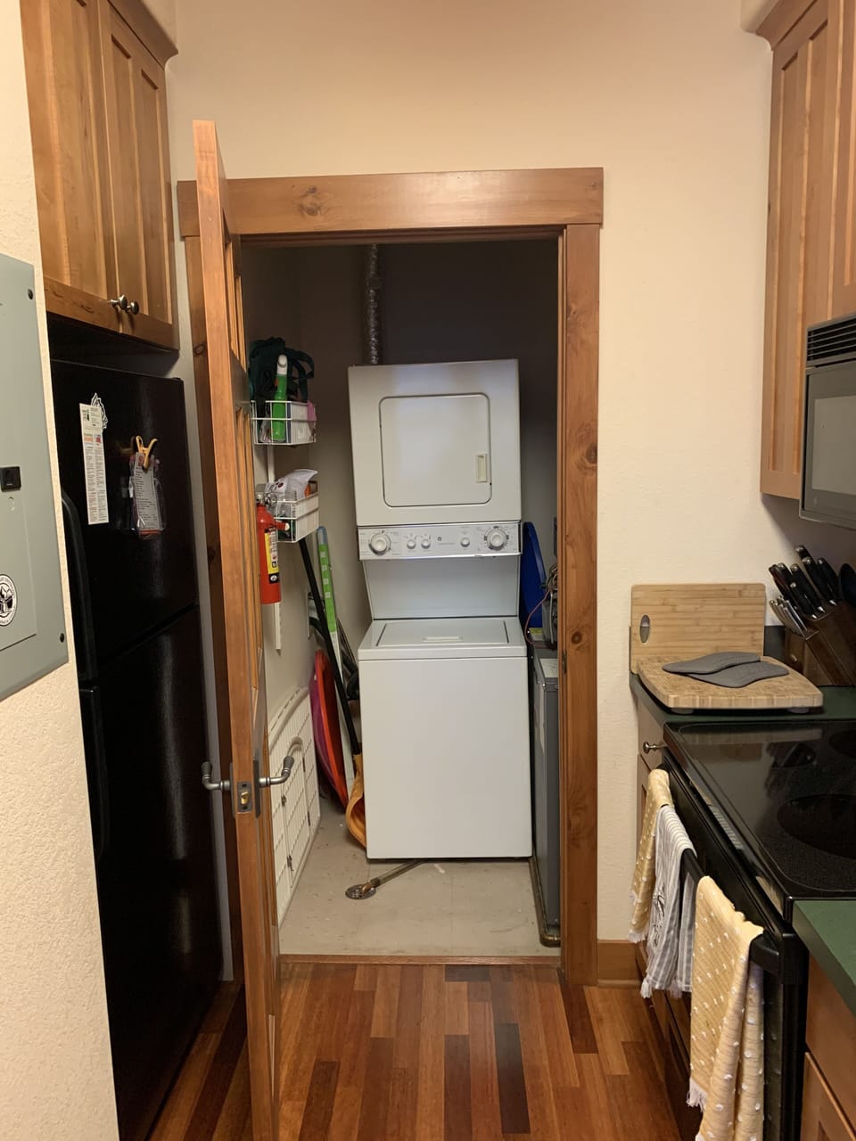 Stackable washer and dryer. 
