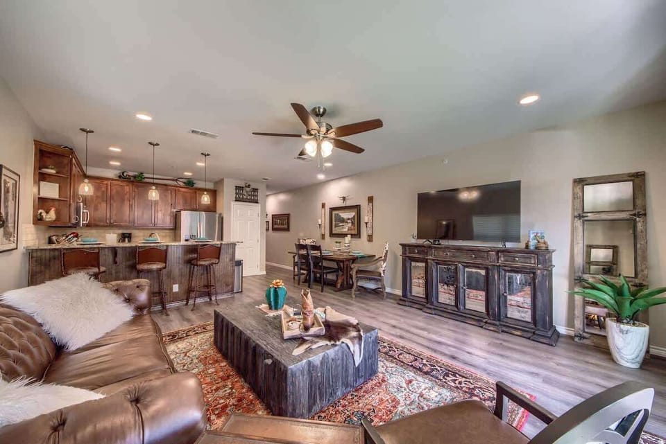 Beautiful open living room/dining room/kitchen!