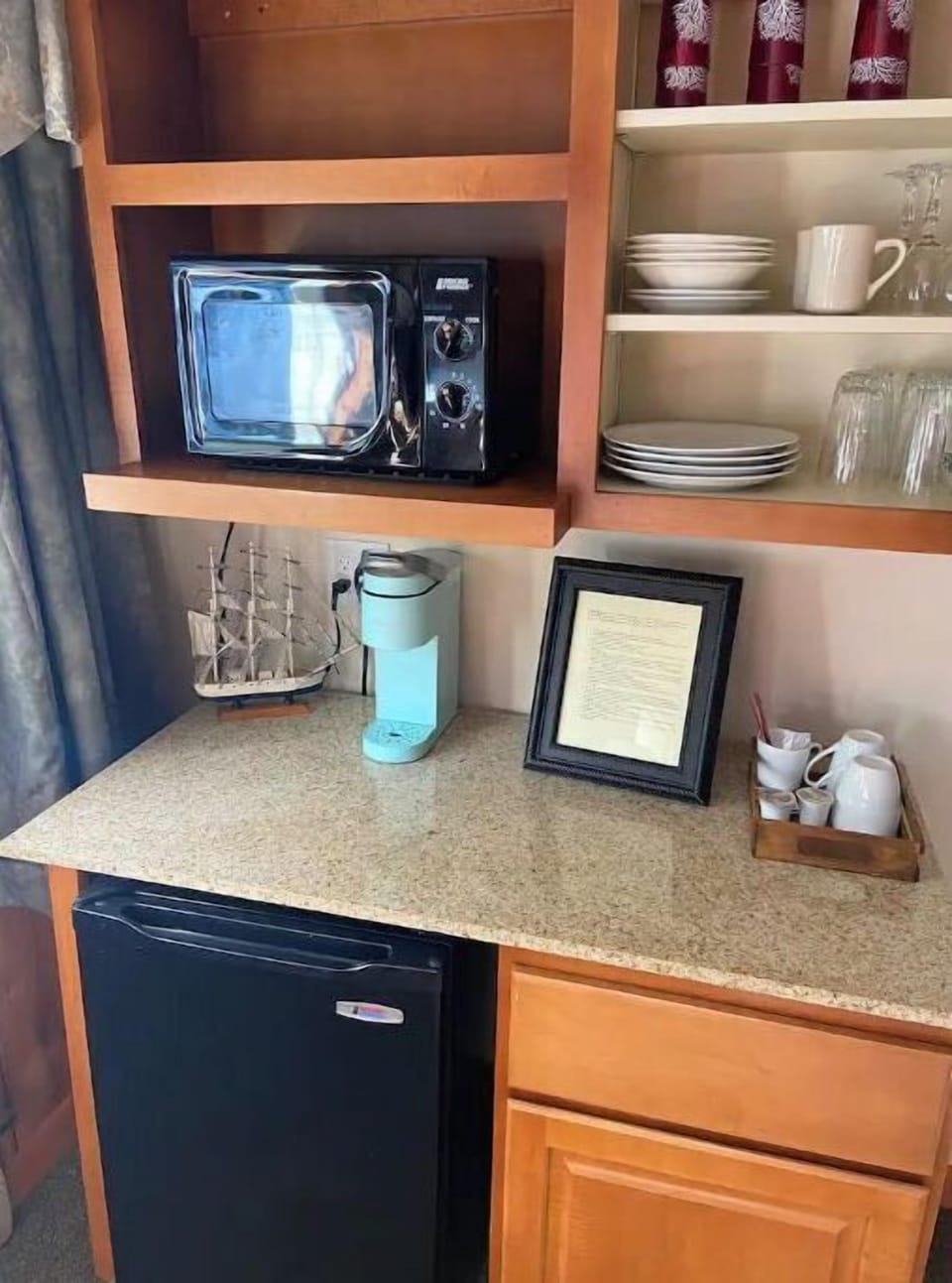 Each room is equipped with a kitchenette