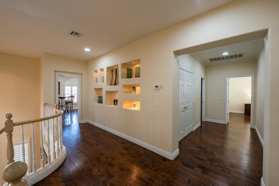 Upstairs Hallway to Game Room,  Bedrooms and Laundry