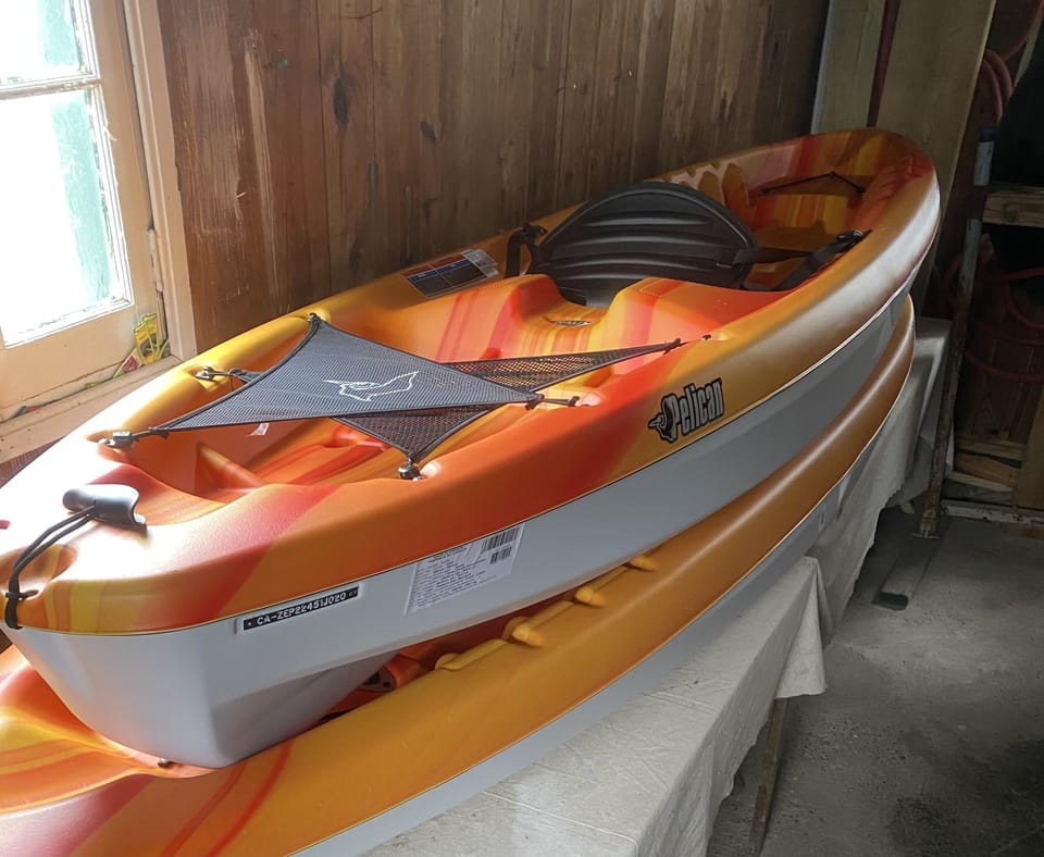 Two single person kayaks and life jackets provided for no additional charges.