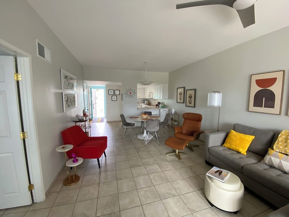 From Living area looking to Dining, Kitchen, and front entryway