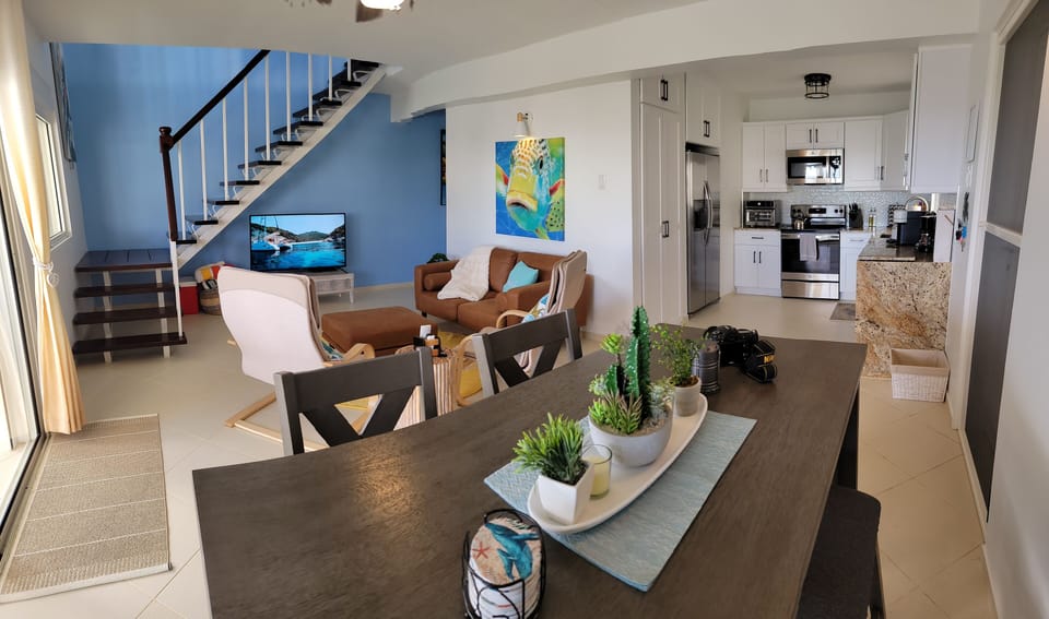 Fully renovated open space, view to ocean & pool. TV Firestick, WIFI   