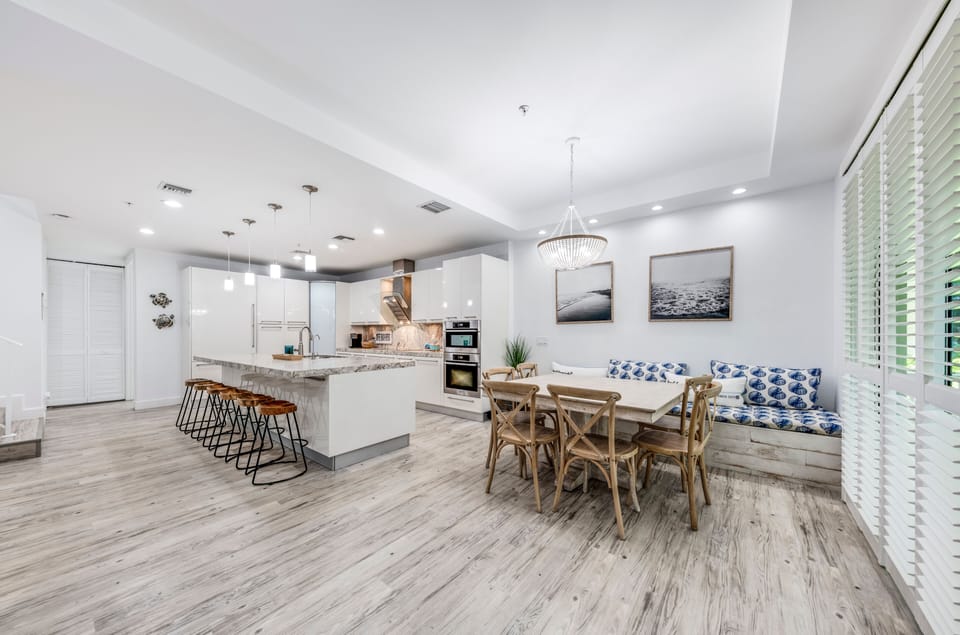 Gourmet kitchen with plenty of seating for the whole family.
