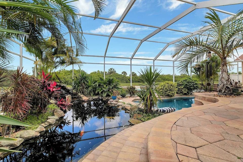 Winding Stair Case To Koi Pond and Pool