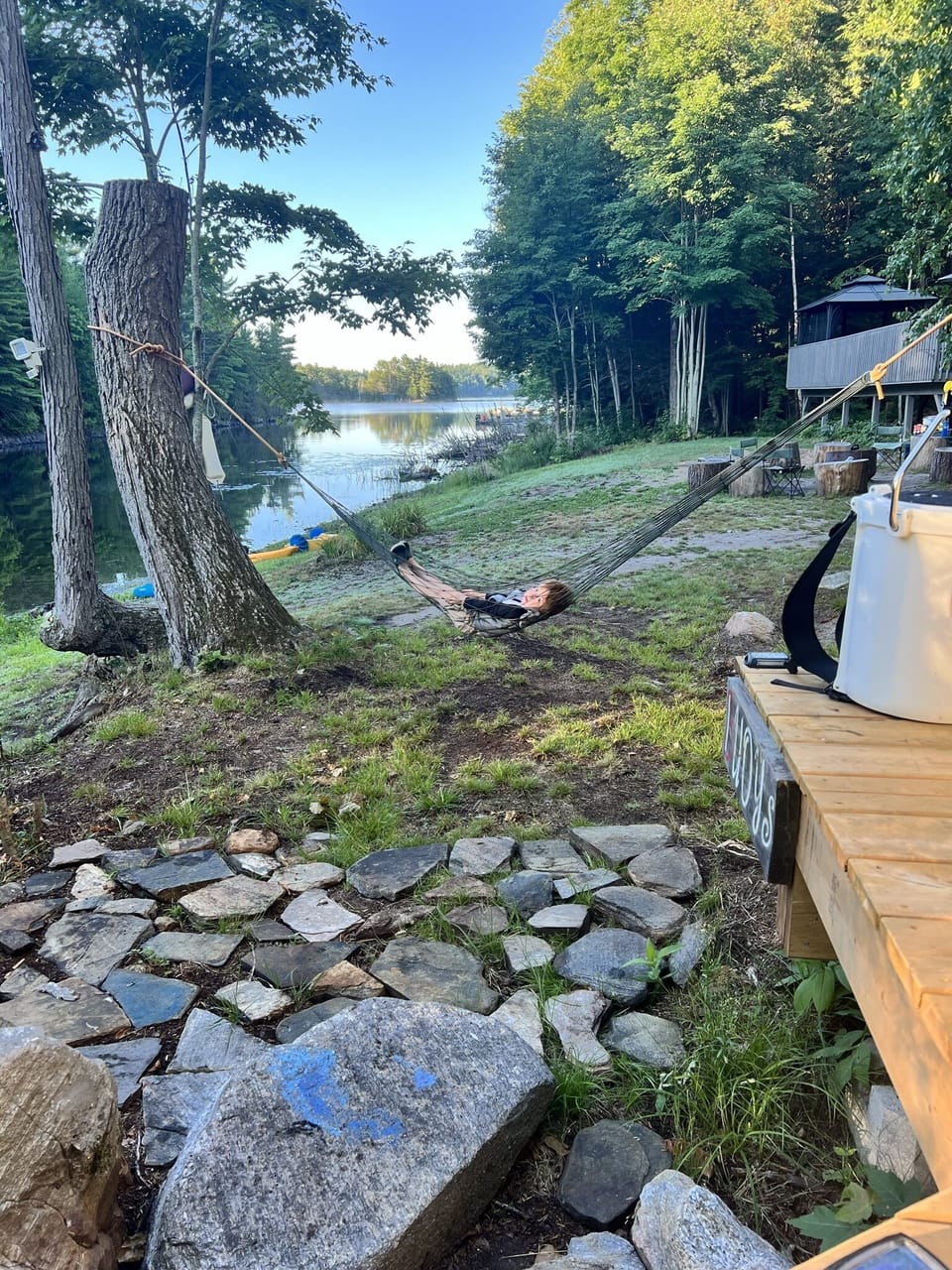 View from sauna deck… great spot for morning coffee.