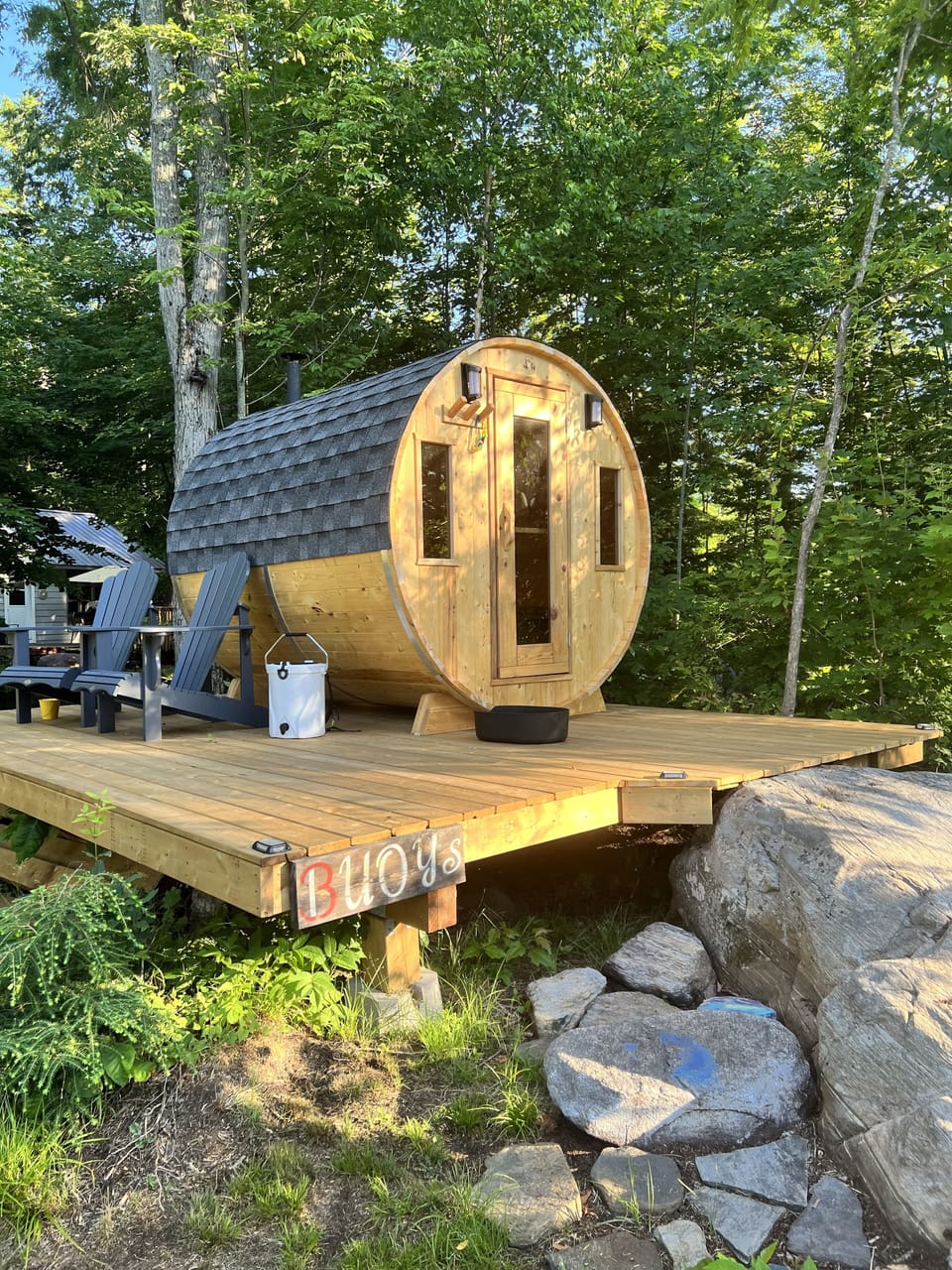 Sauna deck with chair for relaxing 