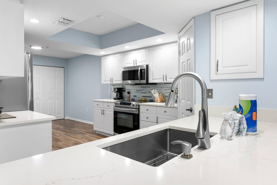 Kitchen with ample cabinetry and space.