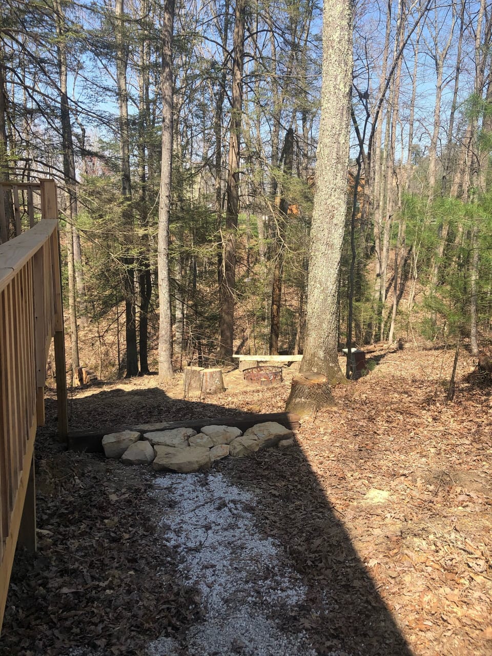Walkway down to fire pit
