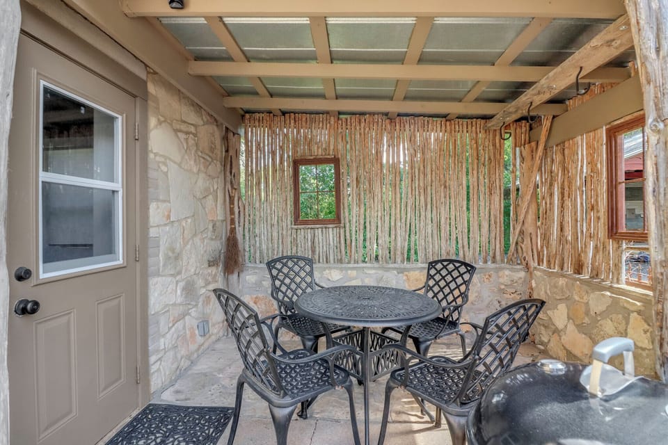 Covered front porch with seating