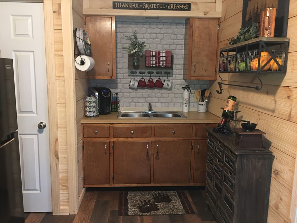 Kitchenette with double sink.